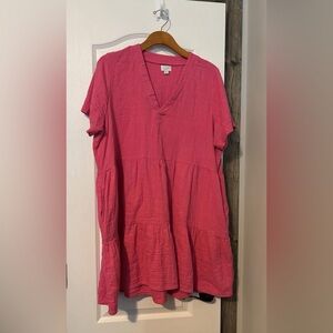 Mud Pie Coral Tiered V-Neck Mini Dress